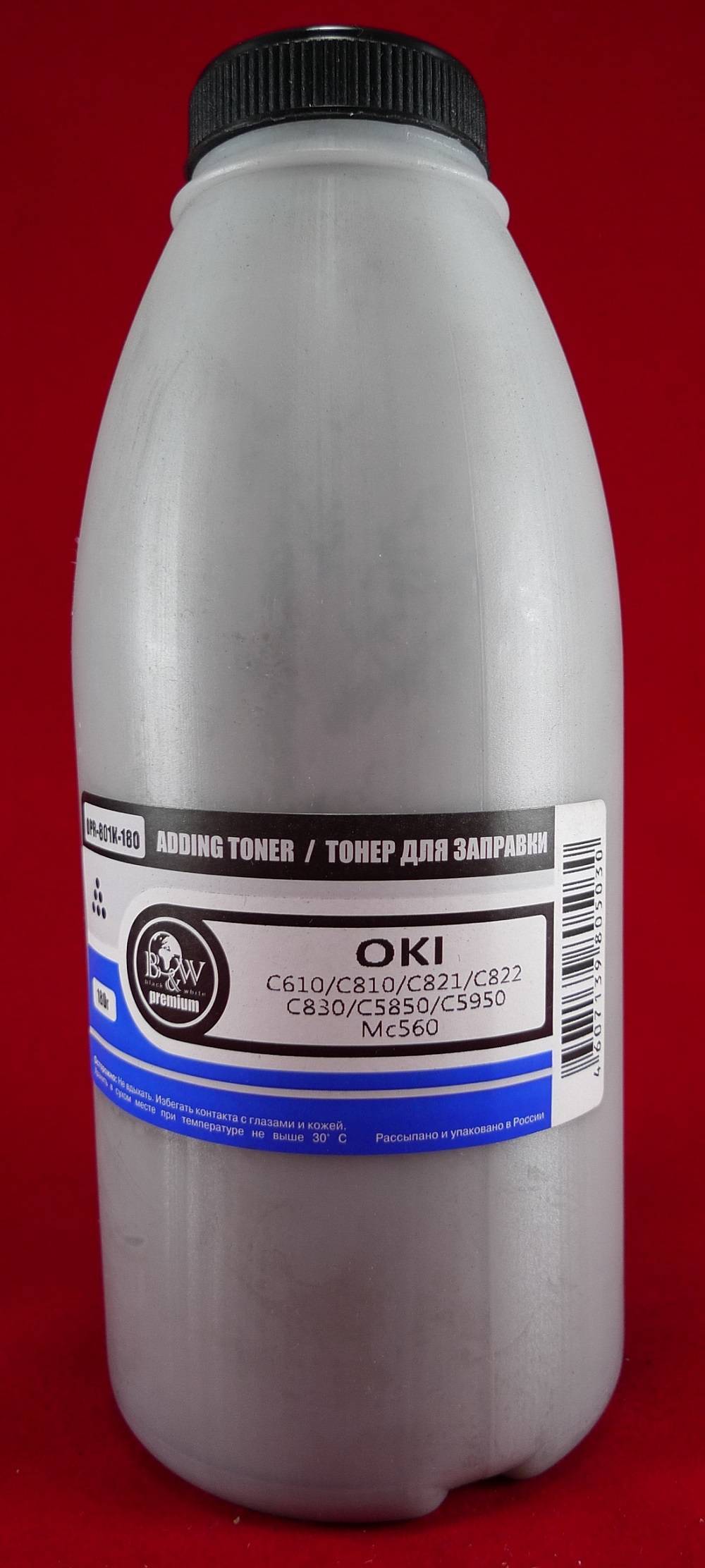 Тонер OKI C610/C810/C821/C822/C830/C5850/C5950/MC560 Black (фл. 180г) B&W Premium Tomoegawa фас.Россия