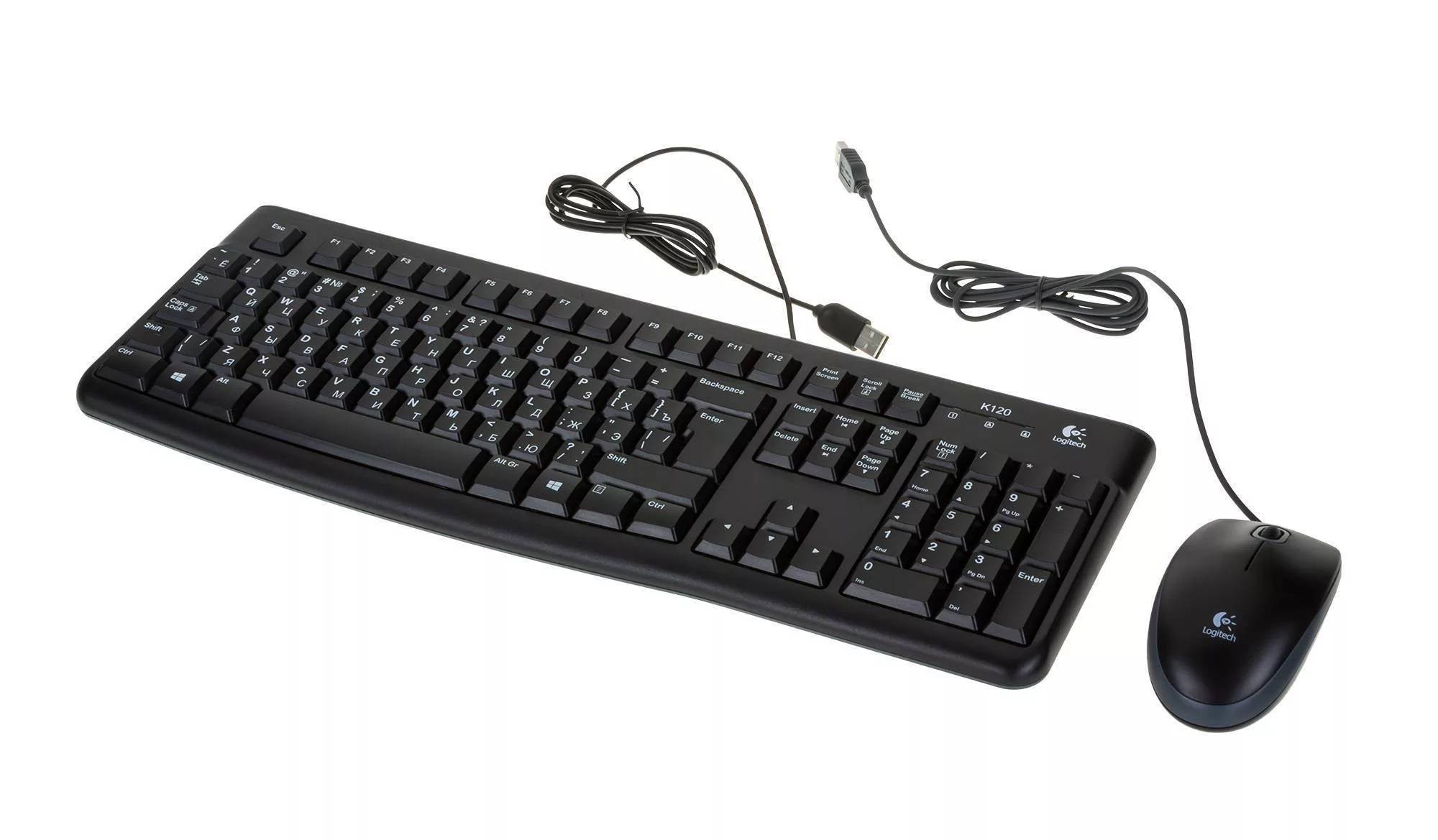 Logitech MK120 Комплект проводной (клавиатура + мышь), 1000dpi, RUS, чёрный.