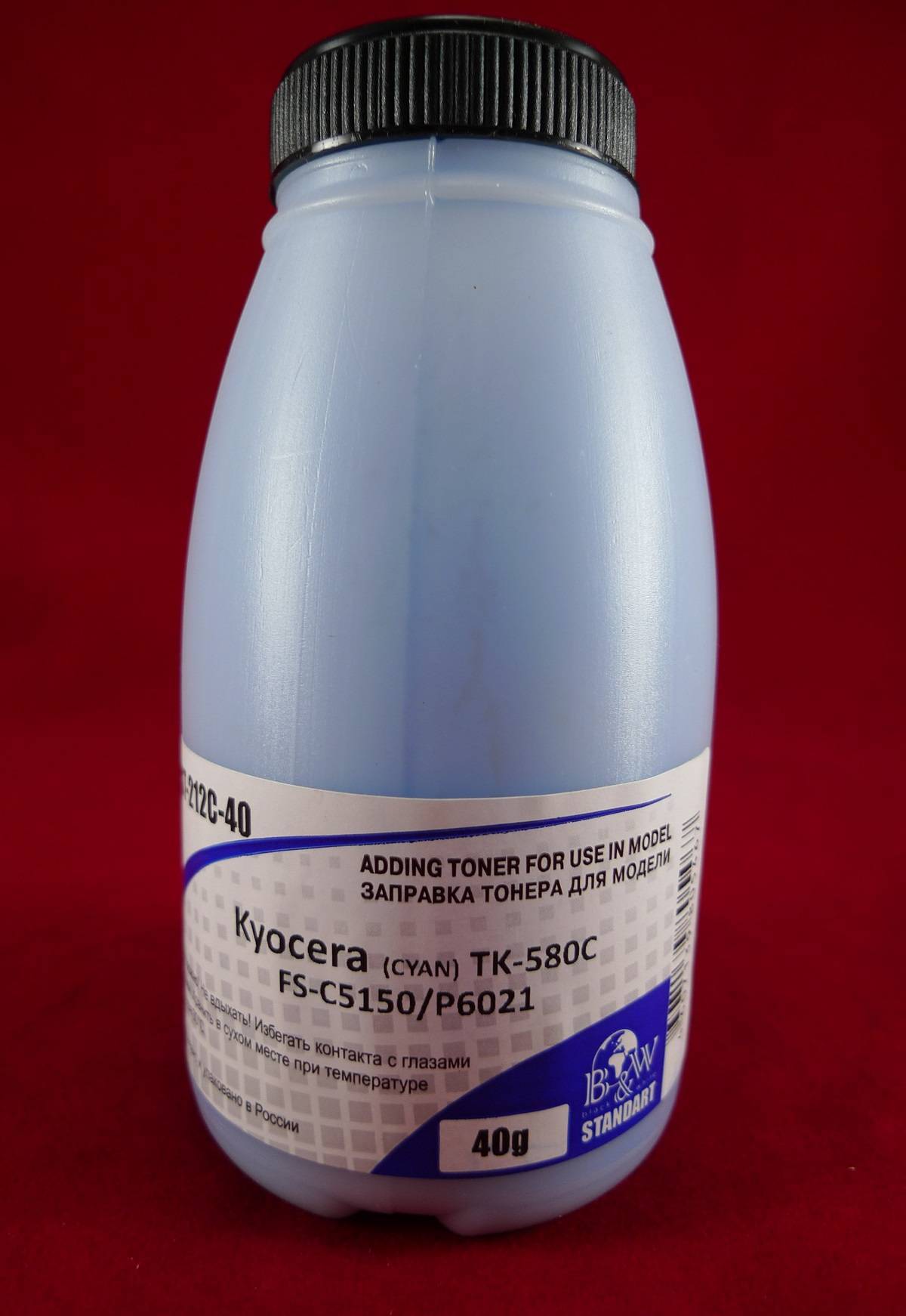 Тонер для Kyocera TK-580C, FS-C5150/P6021 Cyan (фл. 40г) 2.8K B&W Standart Tomoegawa фас.Россия