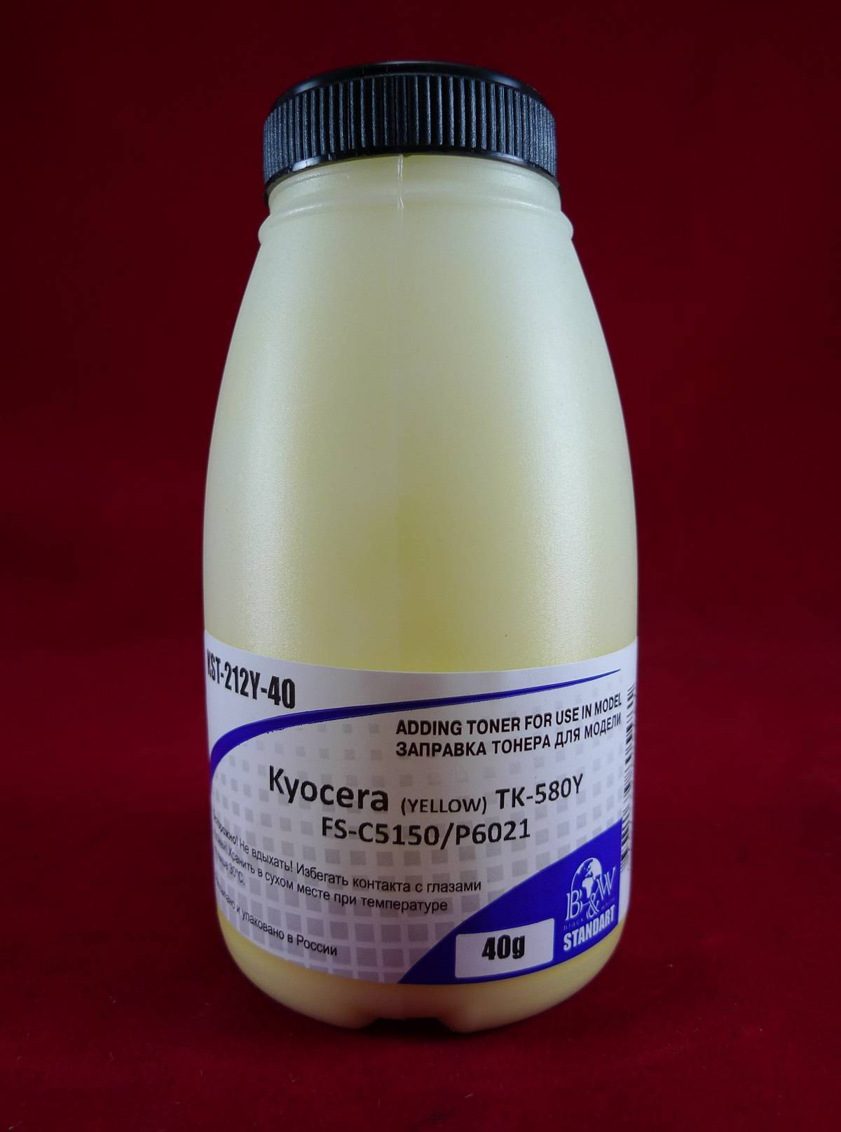 Тонер для Kyocera TK-580Y, FS-C5150/P6021 Yellow (фл. 40г) 2.8K B&W Standart Tomoegawa фас.Россия