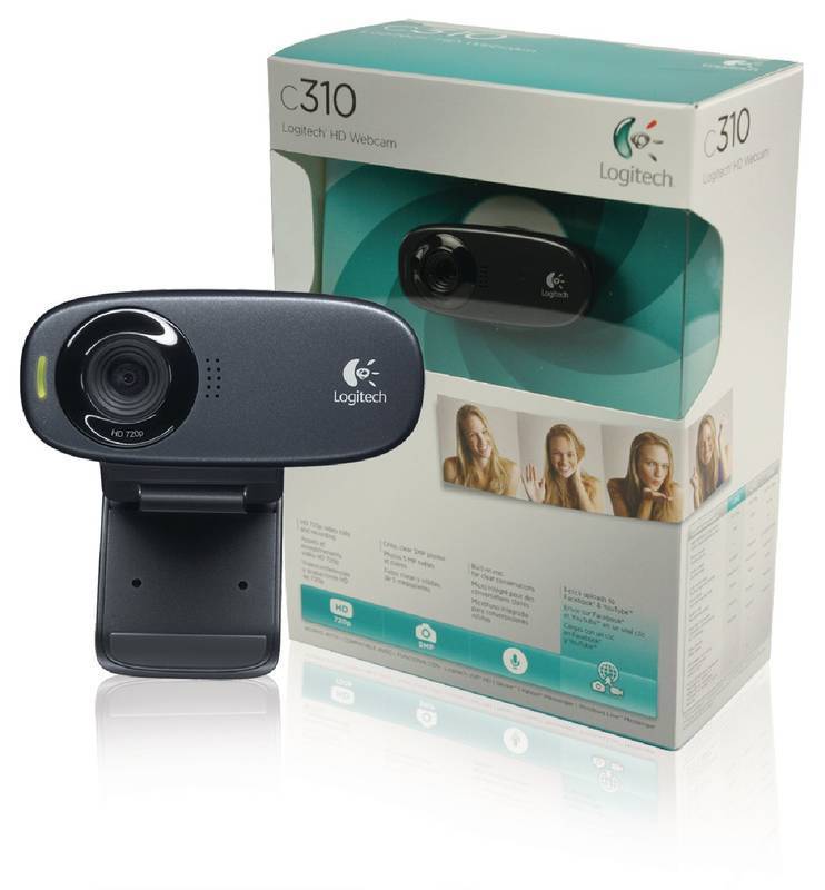 Logitech Веб-камера C310 HD WebCam, 1.2 Мп, 1280 х 720, 30 кад/сек, 60°, микрофон, USB2.0, 1.5 м, чёрный.
