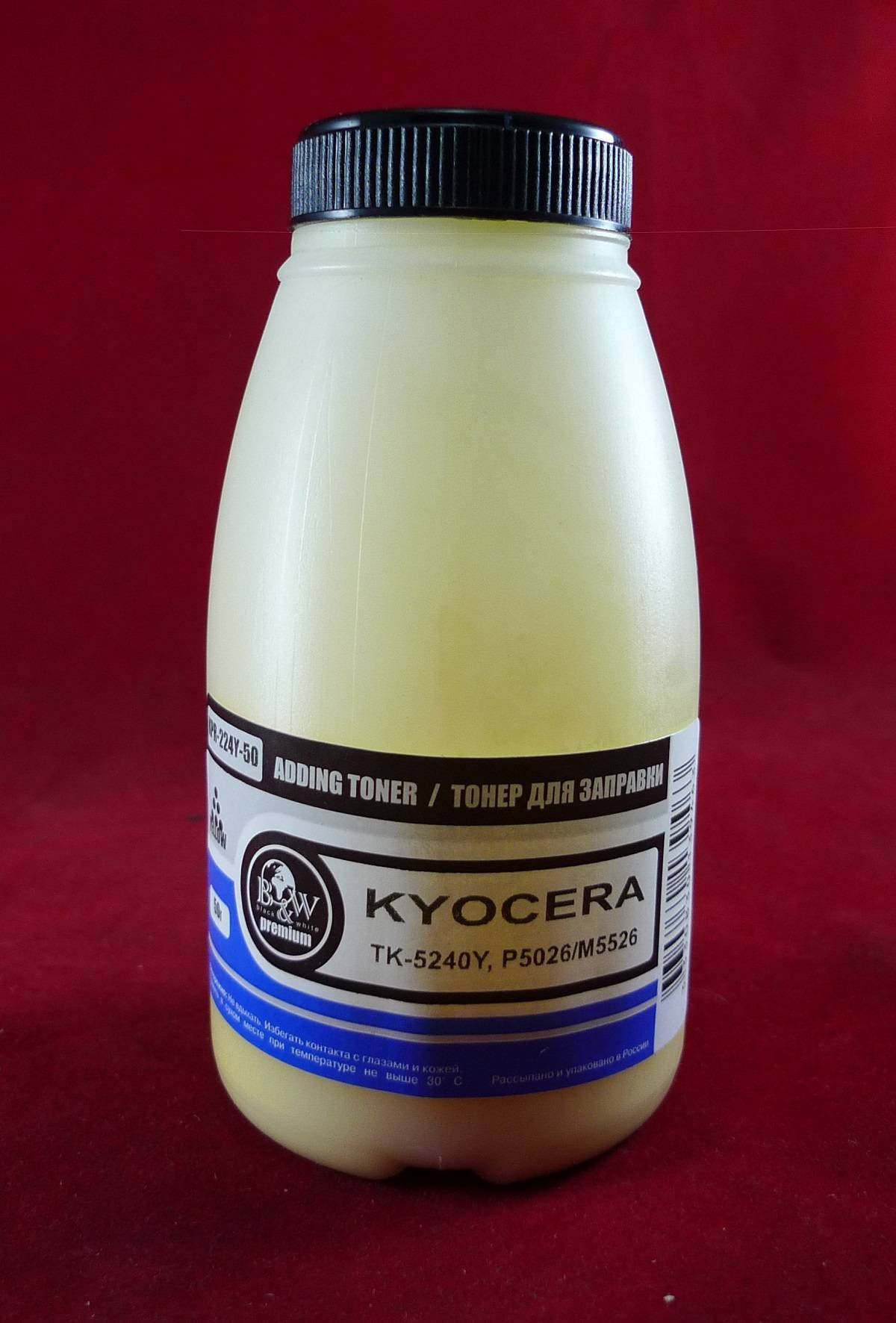 Тонер для Kyocera TK-5240Y, P5026/M5526 Yellow (фл. 50г) 3K B&W Premium фас.Россия