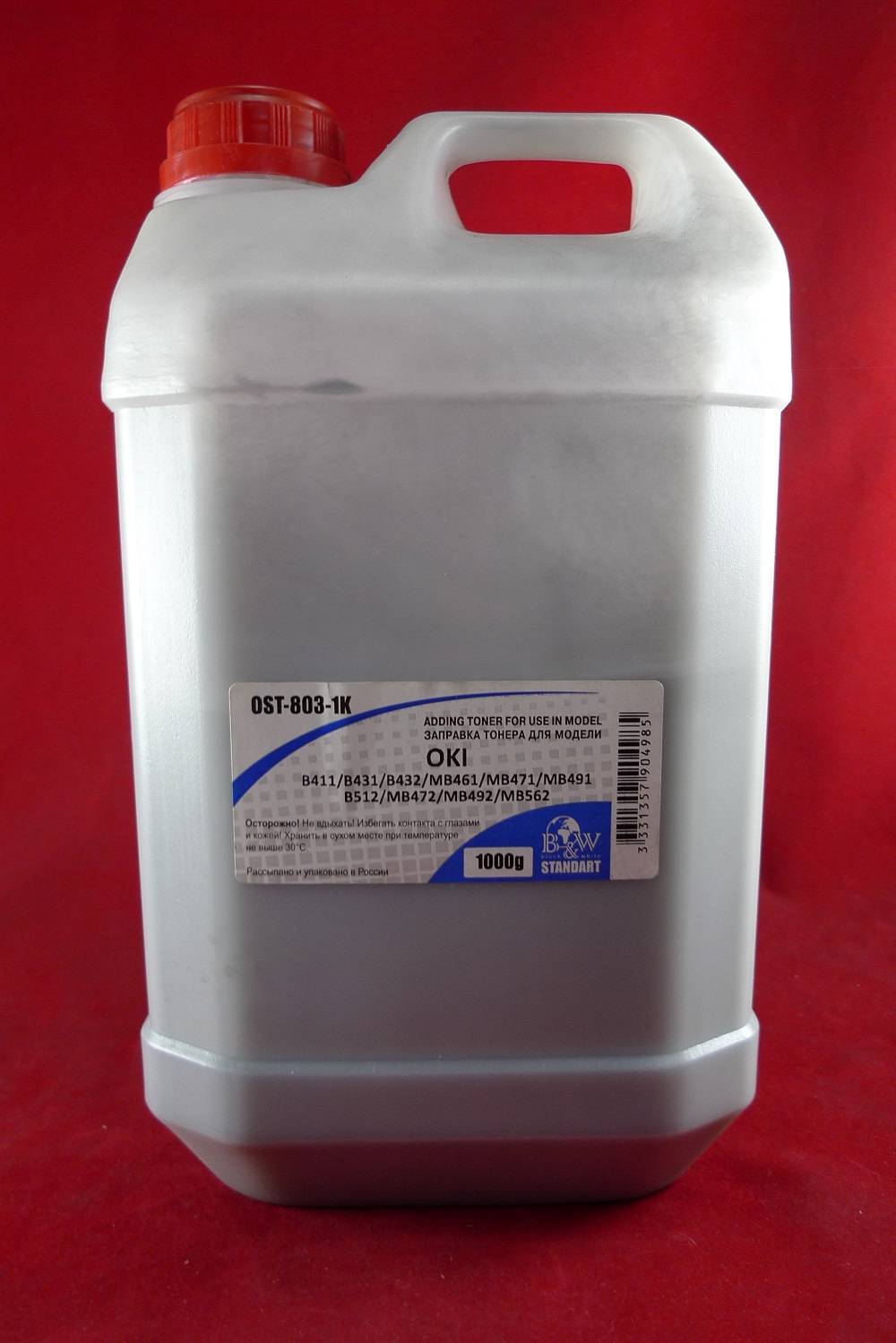 Тонер OKI B411/B431/B432/MB461/MB471/MB491/B512/MB472/MB492/MB562 Black (кан. 1кг) B&W Standart фас.Россия