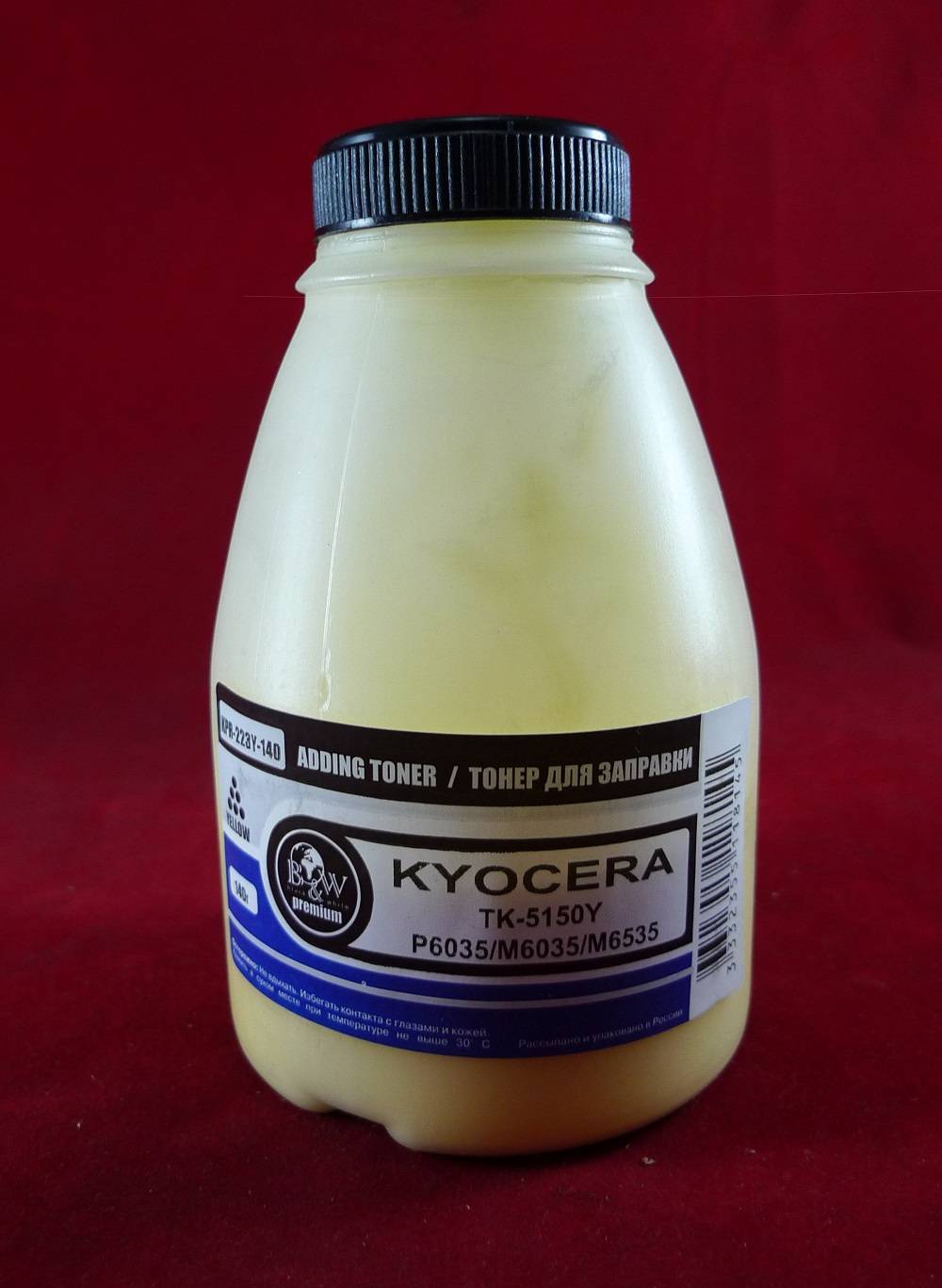Тонер для Kyocera TK-5150Y, P6035/M6035/M6535 Yellow (фл. 140г) B&W Premium