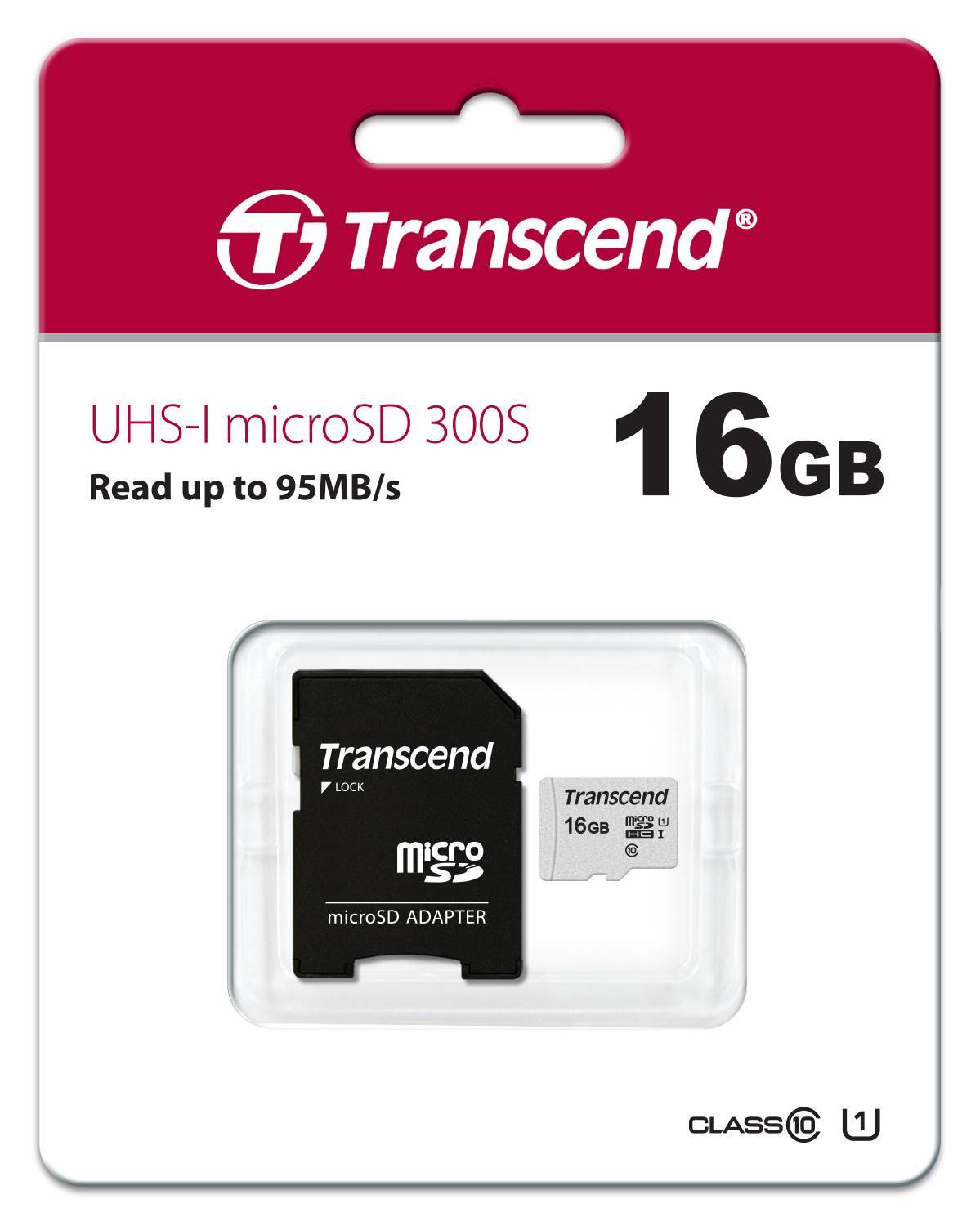 Флеш карта microSD 16GB Transcend microSDHC Class 10 UHS-1 U1, (SD адаптер), TLC
