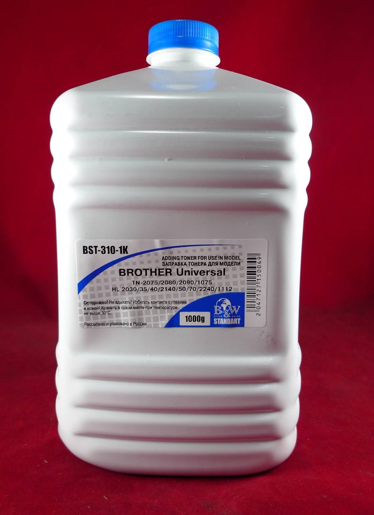 Тонер Brother Universal (TN-2075/2080/2090/1075 HL 2030/35/40/2140/50/70/2240/1112) (фл. 1кг) B&W Standart фас.Россия