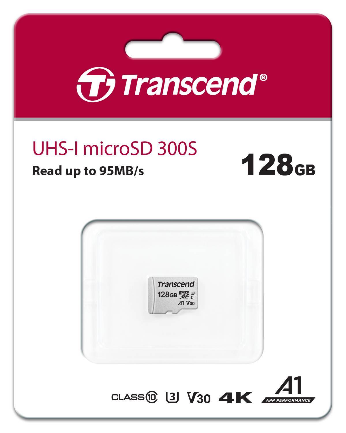 Флеш карта microSD 128GB Transcend microSDXC Class 10 UHS-I U3, V30, A1, (без адаптера), TLC