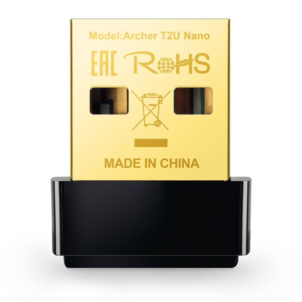 TP-Link Archer T2U Nano USB-адаптер до 200 Мбит/с на 2,4 ГГц и до 433 Мбит/с на 5 ГГц по стандарту Wi-Fi 802.11ac