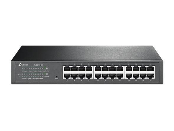 TP-Link TL-SG1024DE Easy Smart 24‑портовый гигабитный коммутатор, 24 гигабитных порта RJ45, стальной корпус высотой 1U
