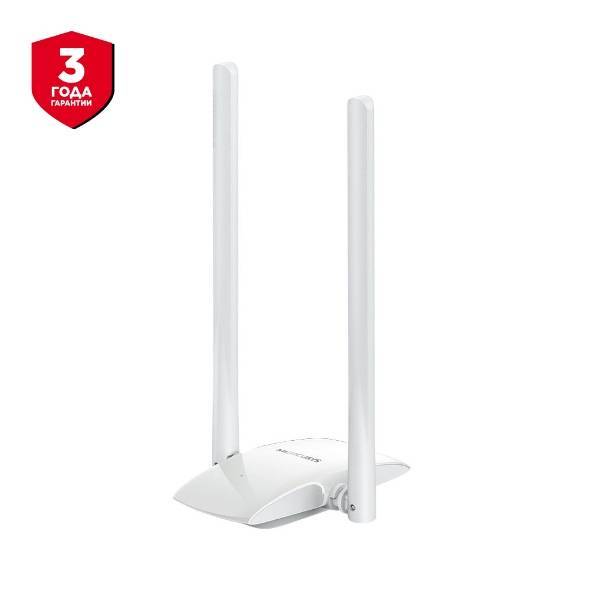 Mercusys MW300UH Wi-Fi USB-адаптер высокого усиления N300, до 300 Мбит/с на 2,4 ГГц, Micro USB 2.0, 2 антенны