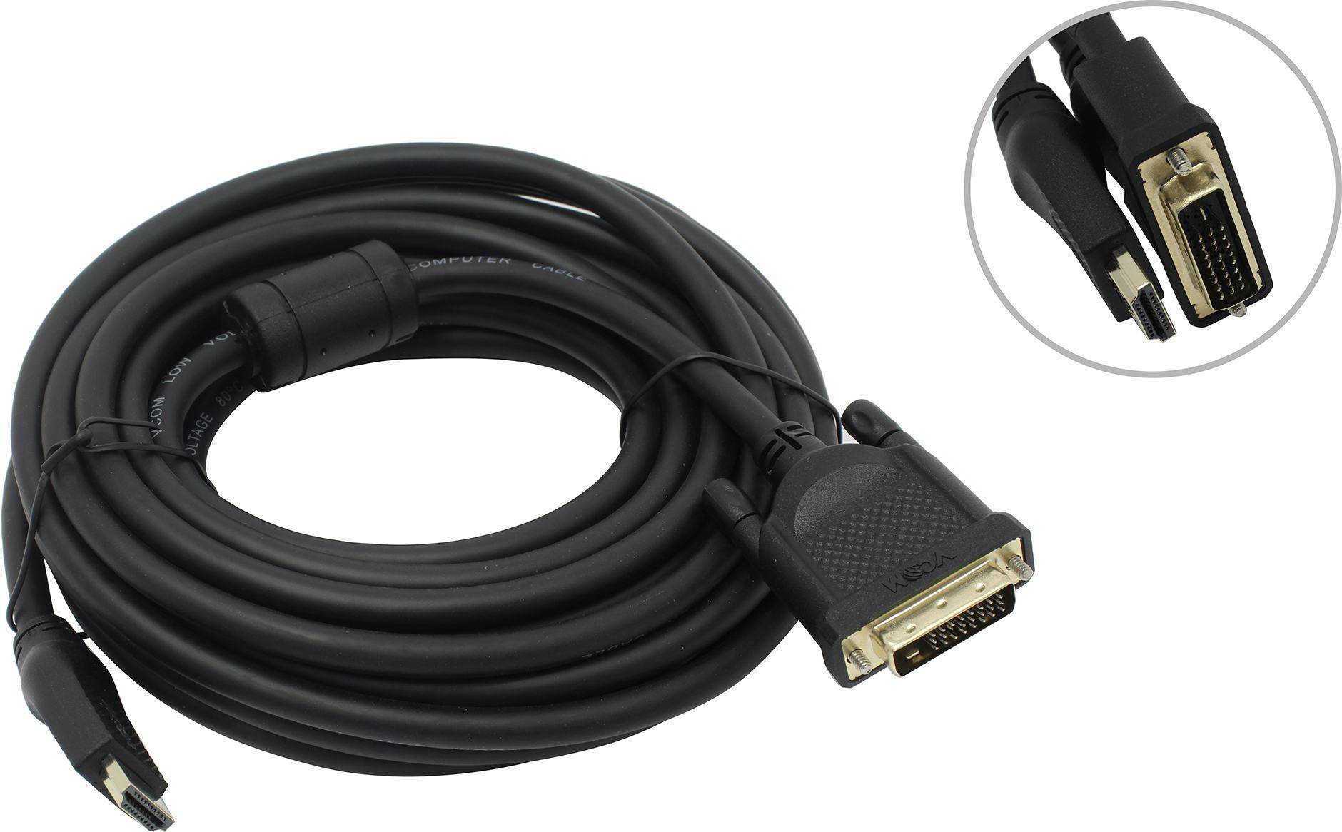 Кабель HDMI AM/DVI(24+1)M, 7.5м, CU, 1080P@60Hz, 2F, VCOM <CG484GD-7.5M>