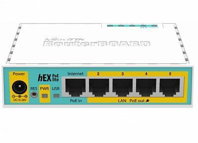 MikroTik RB750UPr2 Маршрутизатор hEX PoE lite, 5 портов, WAN/LAN 5x100 Мбит/с, USB 2.0 x1, IPv6, Passive PoE