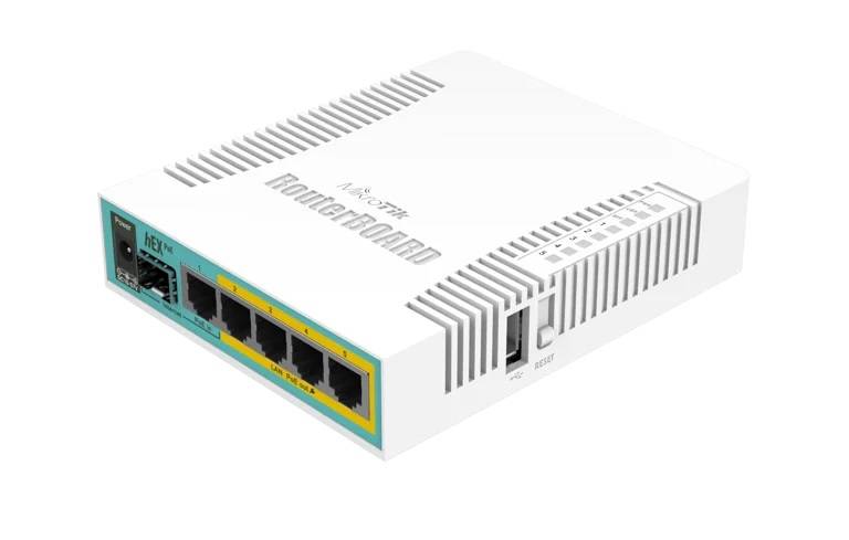 MikroTik RB960PGS Маршрутизатор hEX PoE, 1х SFP, 128MB RAM, 5x Gigabit LAN, USB, plastic case and PSU