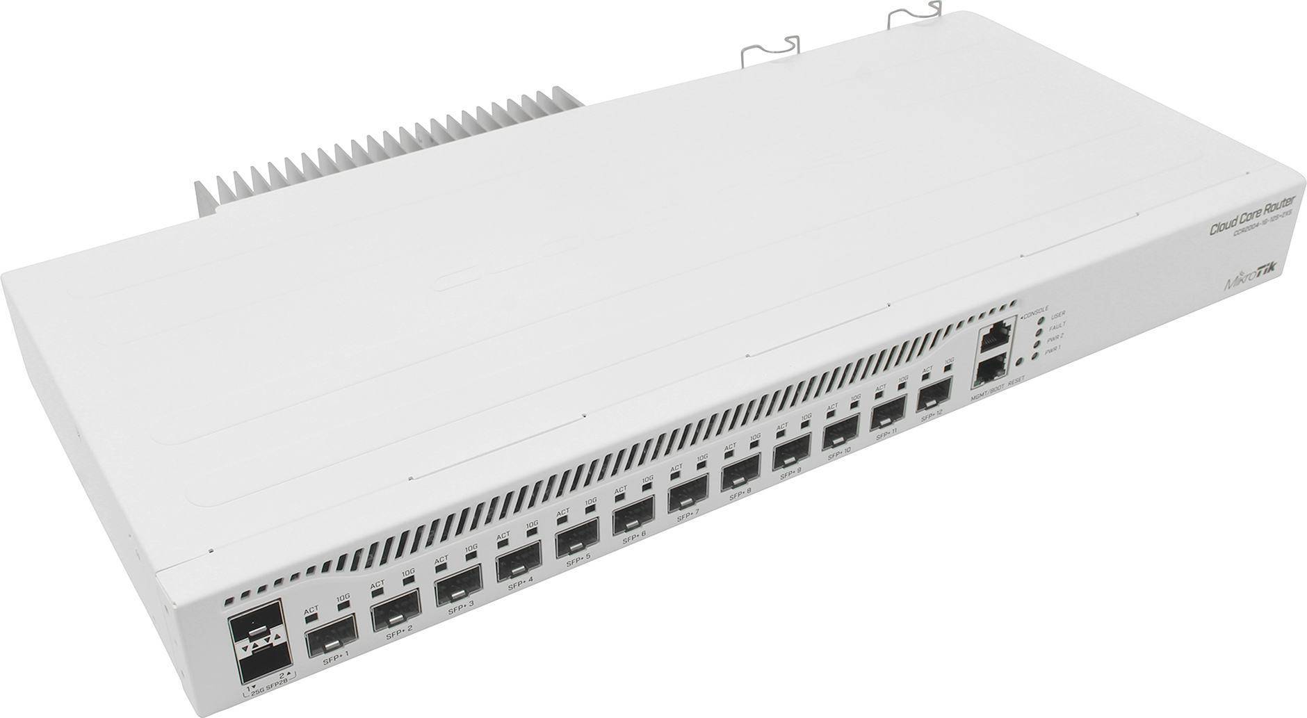 MikroTik CCR2004-1G-12S+2XS Маршрутизатор, WAN/LAN 1х1000 Мбит/с, SFP 12x10 Гбит/с, 2x25 Гбит/с, IPv6