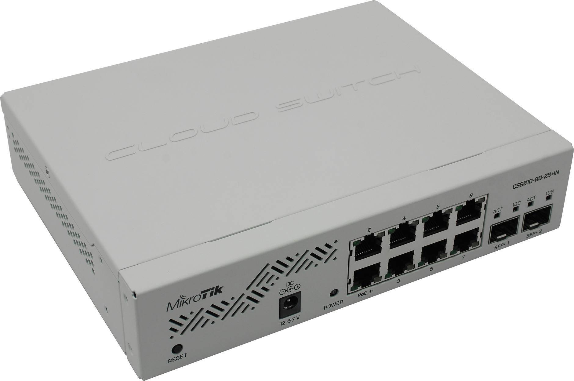 MikroTik CSS610-8G-2S+IN Коммутатор управляемый Cloud Smart Switch, 10 портов, 8x1 Гбит/с, SFP/uplink SFP+ 2x10 Гбит/с