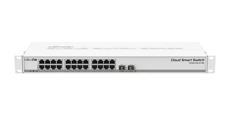 MikroTik CSS326-24G-2S+RM Коммутатор управляемый L2, 24x1 Гбит/с, SFP+ 2x10 Гбит/с, установка в стойку