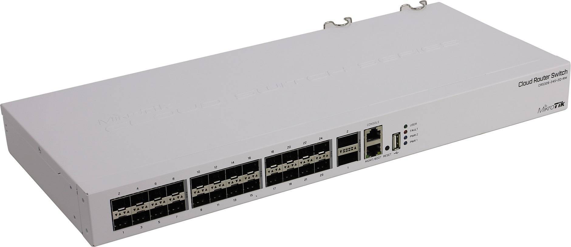 MikroTik CRS326-24S+2Q+RM Коммутатор управляемый Cloud Router Switch, SFP+ 24x10 Гбит/с, QSFP+ 2x40 Гбит/с