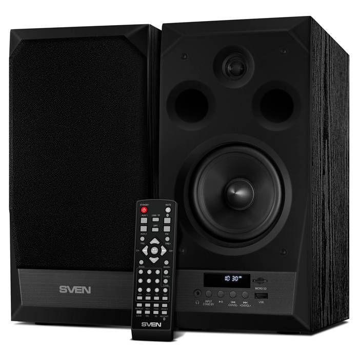 SVEN MC-20, чёрный, акустическая система 2.0, мощность 2x45Вт (RMS), FM-тюнер, USB/microSD, дисплей, пульт ДУ, Bluetooth