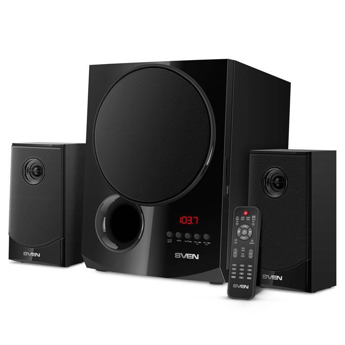 SVEN MS-2080, черный (70 Вт, Bluetooth, пульт, дисплей, FM, USB, SD)