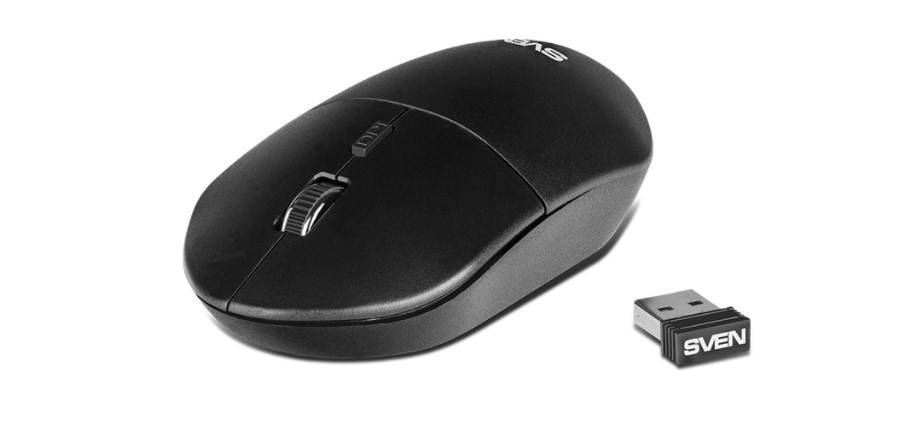 SVEN Мышь беспроводная RX-515SW чёрная (2,4 GHz, 3+1кн. бесш. кн., 800-1600DPI, блист)