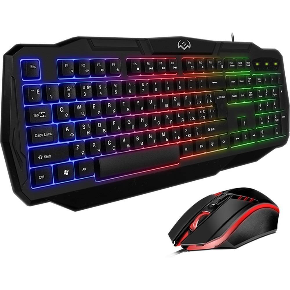 SVEN Комплект игровой клавиатура + мышь GS-9100 (104кл.+12Fn, 800-1600 DPI, 3+1кн., подсветка)
