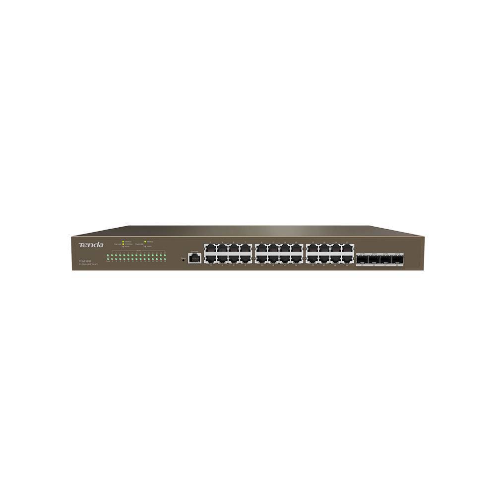 Tenda TEG5328F Коммутатор управляемый L2, 28 портов, 24х1 Гбит/с, Base-X SFP 4х1 Гбит/с, установка в стойку