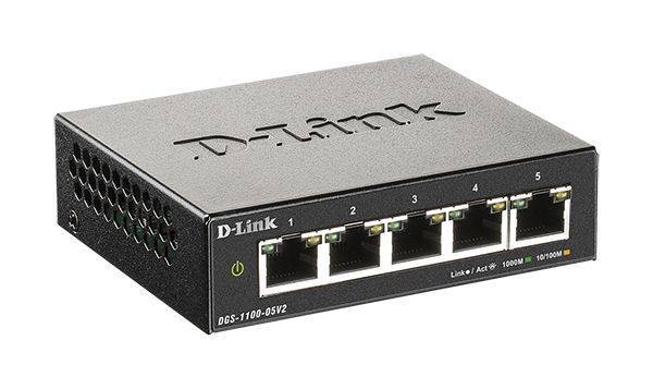 D-Link DGS-1100-05V2/A1A Настраиваемый L2 коммутатор с 5 портами 10/100/1000Base-T
