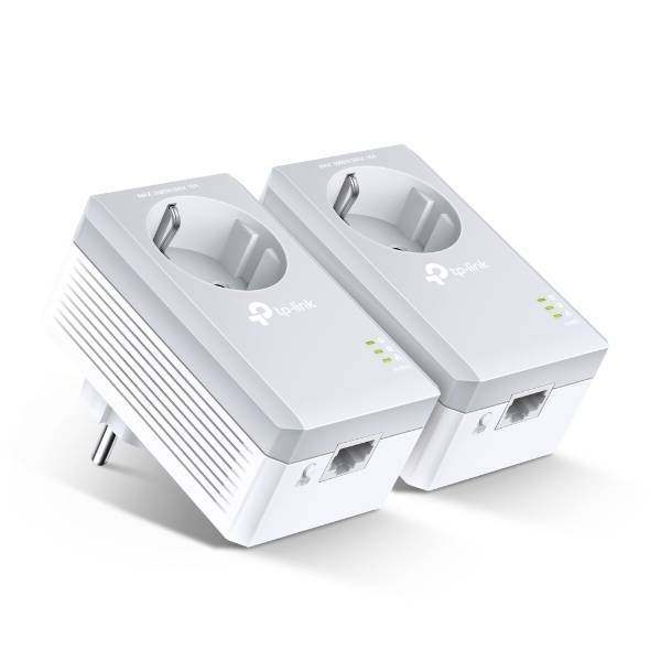 TP-Link TL-PA4010P KIT Комплект адаптеров Powerline со встроенной розеткой AV600, TL-PA4010P (2 шт.)