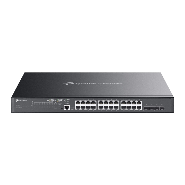 TP-Link SG3428MP Omada 24‑портовый гигабитный управляемый РоЕ-коммутатор L2 с 4 SFP‑слотами