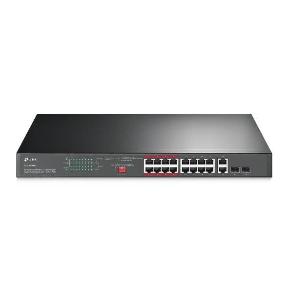 TP-Link TL-SL1218MP 16-портовый монтируемый в стойку PoE+ коммутатор 10/100 Мбит/с с 2 гигабитными портами