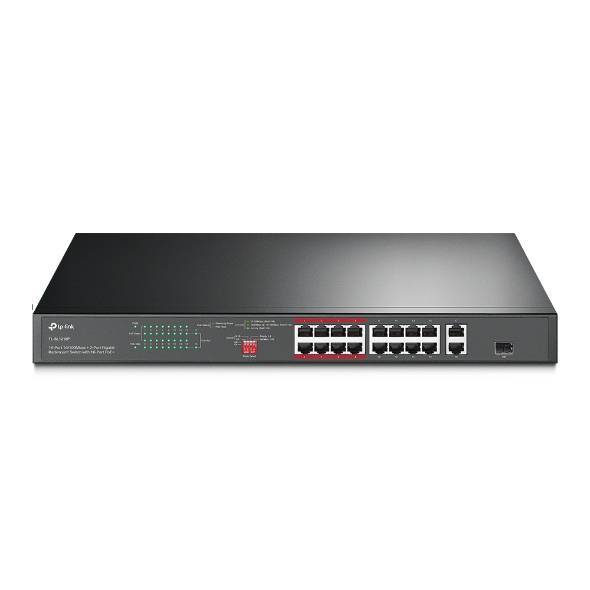 TP-Link TL-SL1218P 18-портовый коммутатор с 16 PoE+ портами 10/100 Мбит/с и 2 гигабитными портами
