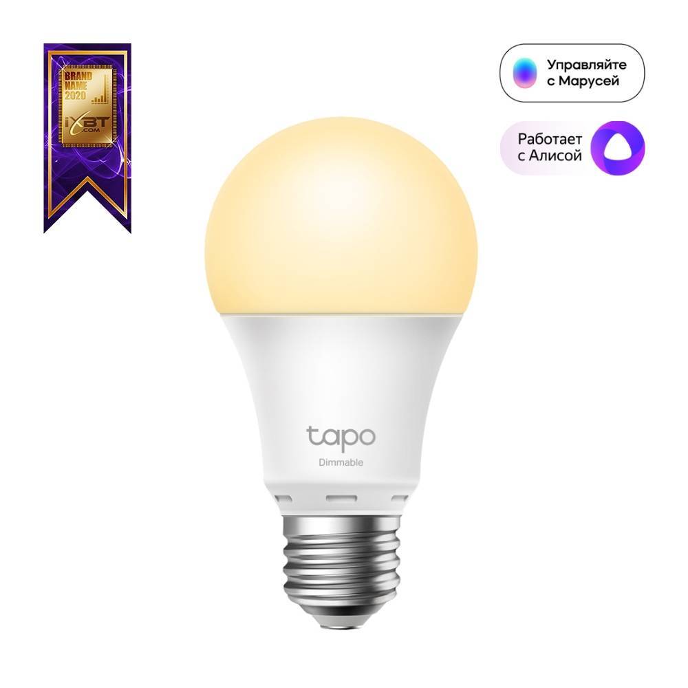 TP-Link Tapo L510E Умная диммируемая Wi-Fi лампа, цоколь E27, 200–240 В, световой поток 806 лм