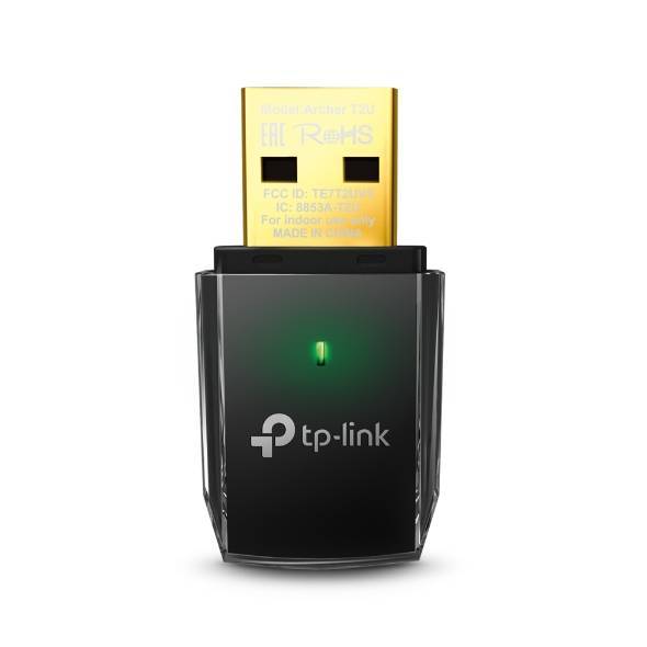 TP-Link Archer T2U Двухдиапазонный мини Wi-Fi USB адаптер AC600, до 200 Мбит/с на 2,4 ГГц + до 433 Мбит/с на 5 ГГц, USB