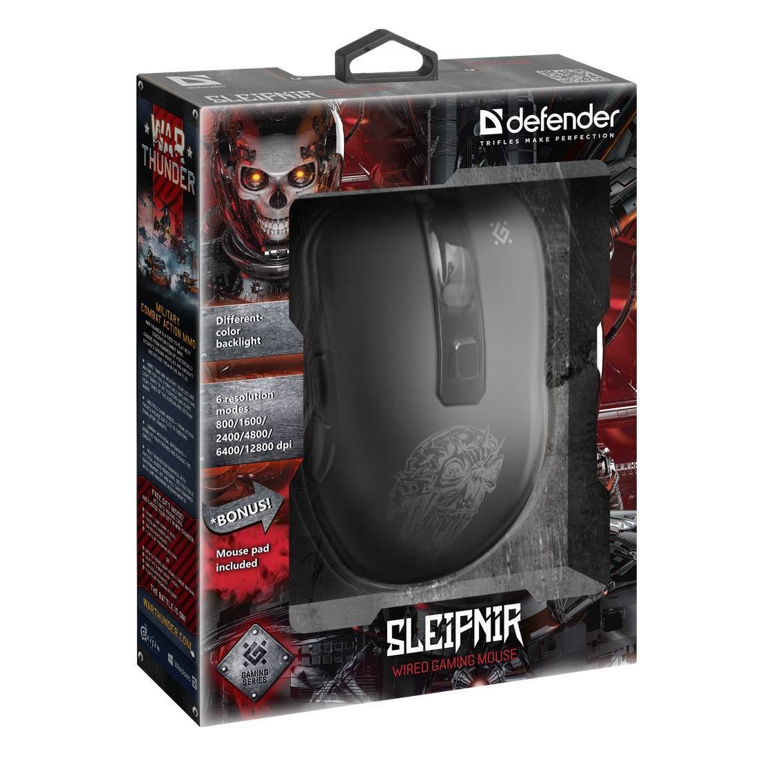 Defender Игровая мышь проводная Sleipnir GM-927 6 кнопок,12800dpi