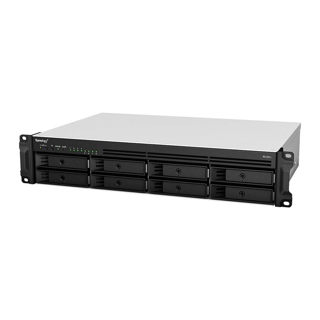 Synology RS1221+ Сетевое хранилище 8x2.5"/3.5" SATA, AMD Ryzen V1500B/4x2.2GHz, 4GB DDR4, 4x1 Гбит/с, 2xUSB