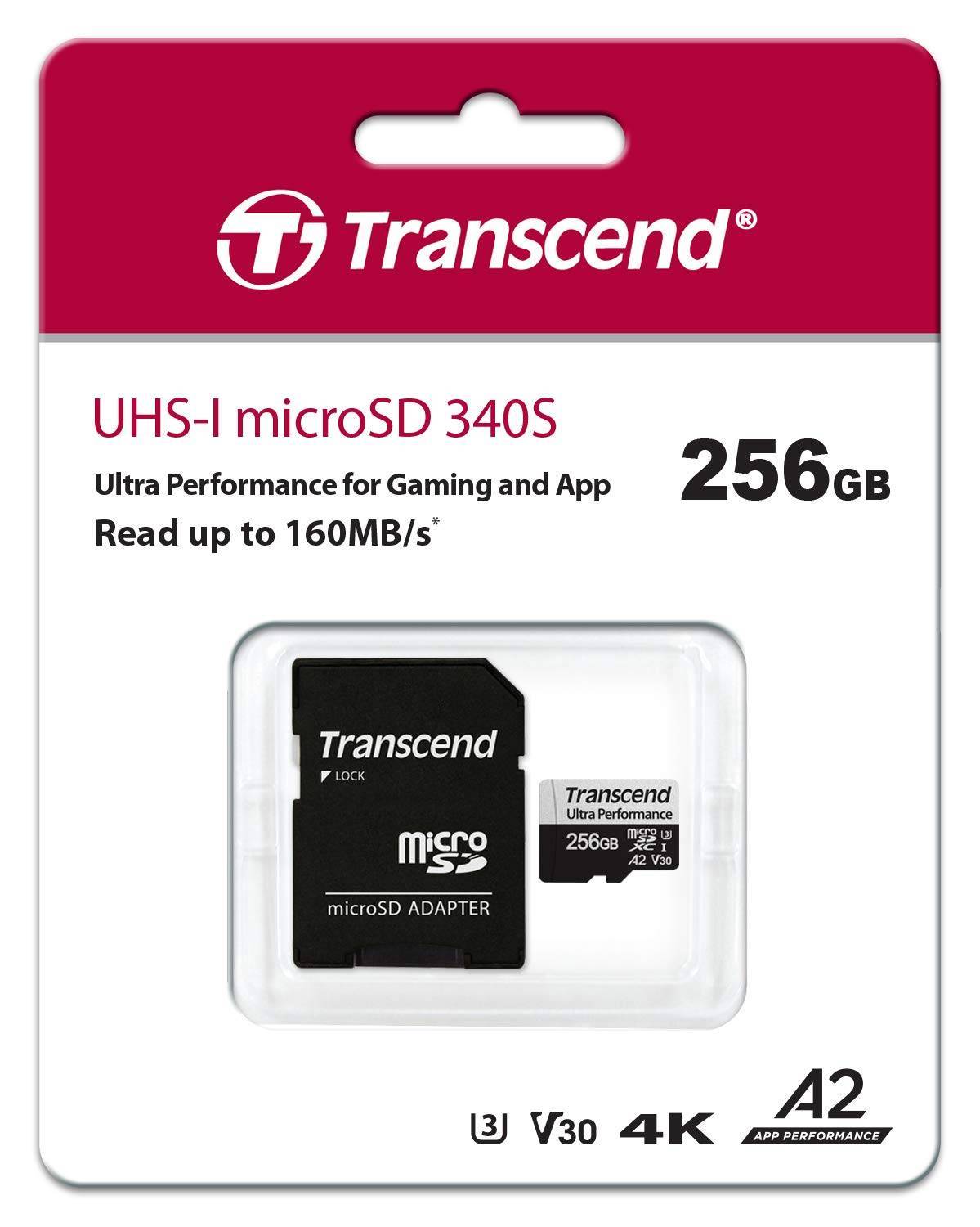 Флеш карта microSD 256GB Transcend  Ultra Perfomrance microSDXC Class 10 UHS-I U3, V30, A2, (SD адаптер), TLC