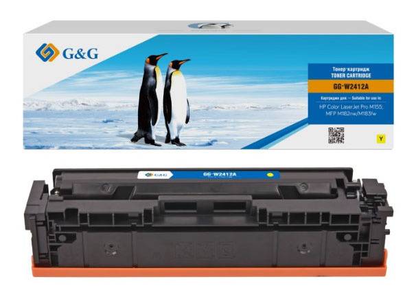 Картридж G&G, аналог HP W2412A/216A желтый 0,85K с чипом