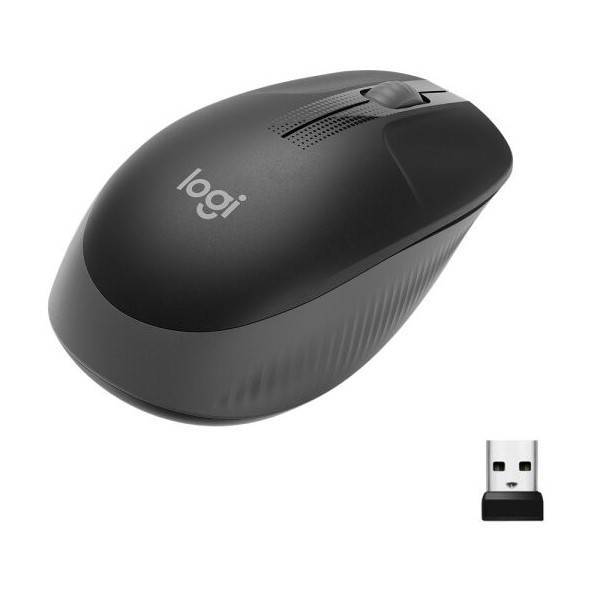 Logitech M190 Мышь беспроводная, оптическая, 1000 dpi, радиоканал 10 м, чёрный/серый.