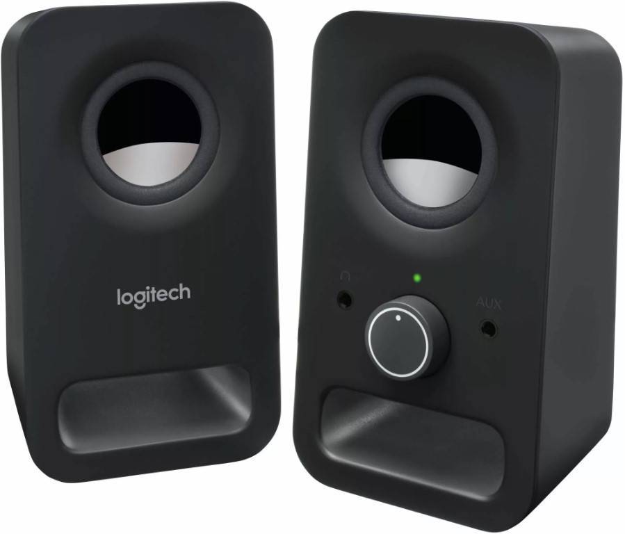 Logitech Акустическая 2.0 система Z150, 3 Вт, разъем для наушников, стерео-вход AUX INPUT, чёрный.