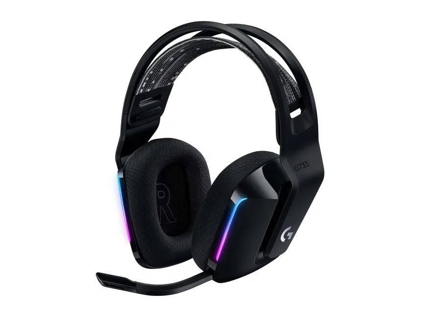 Logitech Гарнитура игровая G733 Lightspeed, для компьютера и игровых консолей, RGB, накладные, радио, черный.
