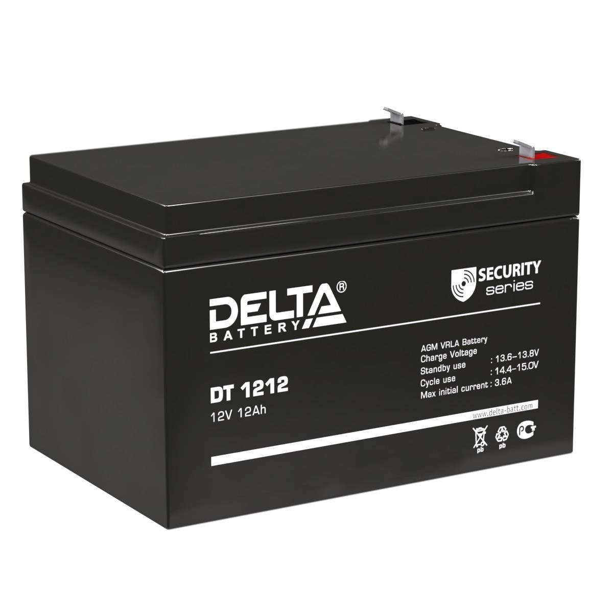 Аккумуляторная батарея Delta DT 1212 12В/12Ач, клемма F2 (151х98х94мм (100мм); 3,6кг; Срок службы 5лет; Гарантия 1г)