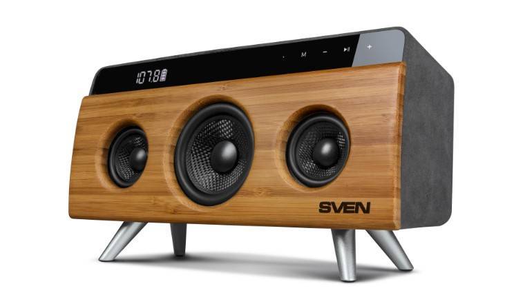 SVEN HA-930, бамбук (30 Вт, Bluetooth, FM, USB, LED-дисплей, 2200мА*ч)  2