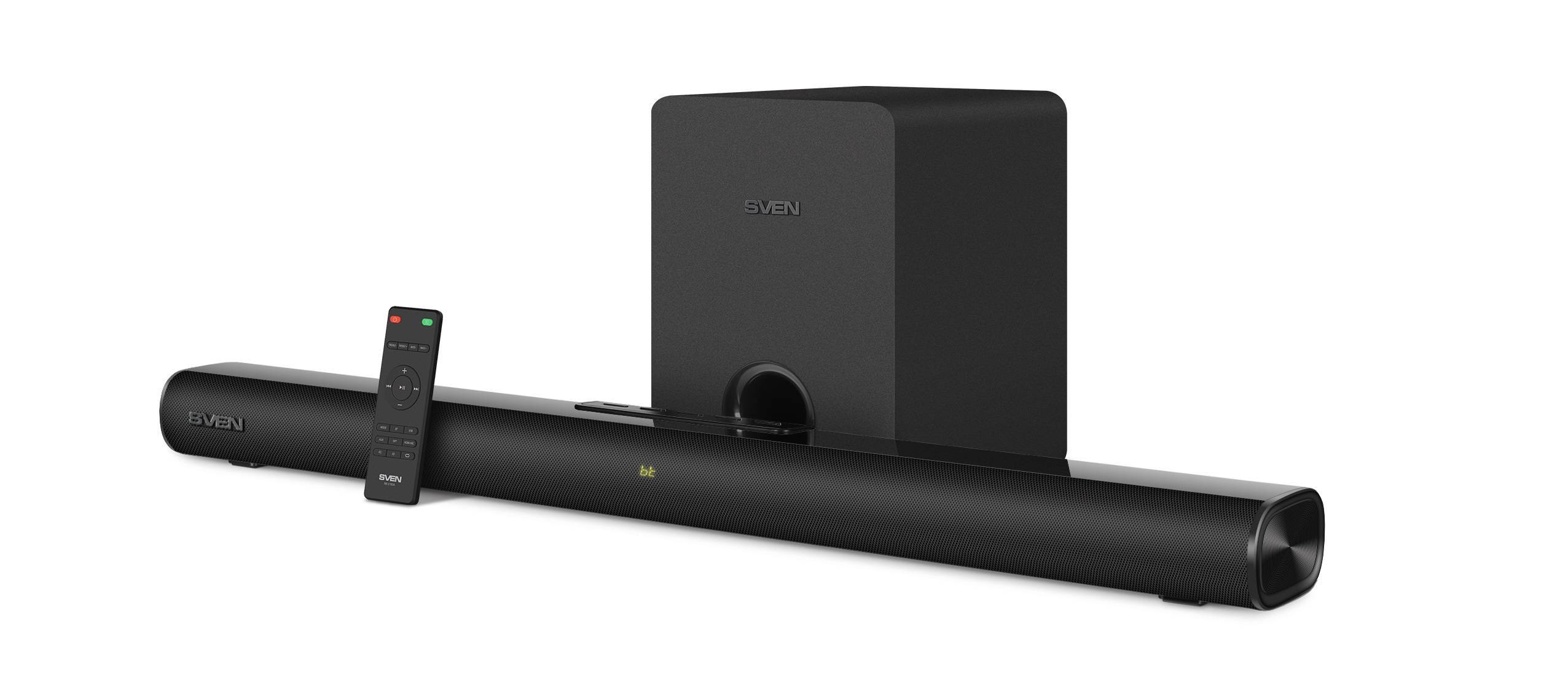 SVEN Саундбар SB-2150A, черный (180 Вт,USB,HDMI,ПДУ,Optical, Bluetooth,дисплей, беспроводной сабвуфер)