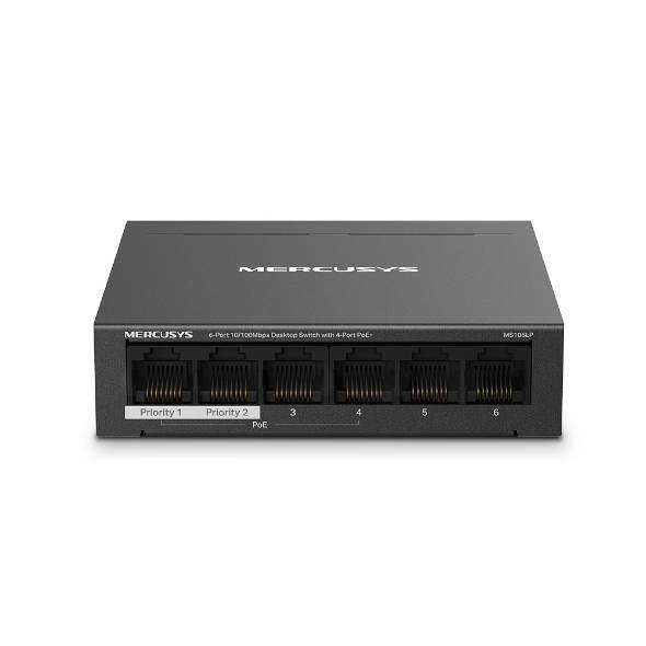Mercusys MS106LP Настольный коммутатор с 6 портами 10/100 Мбит/с (4 порта PoE+)