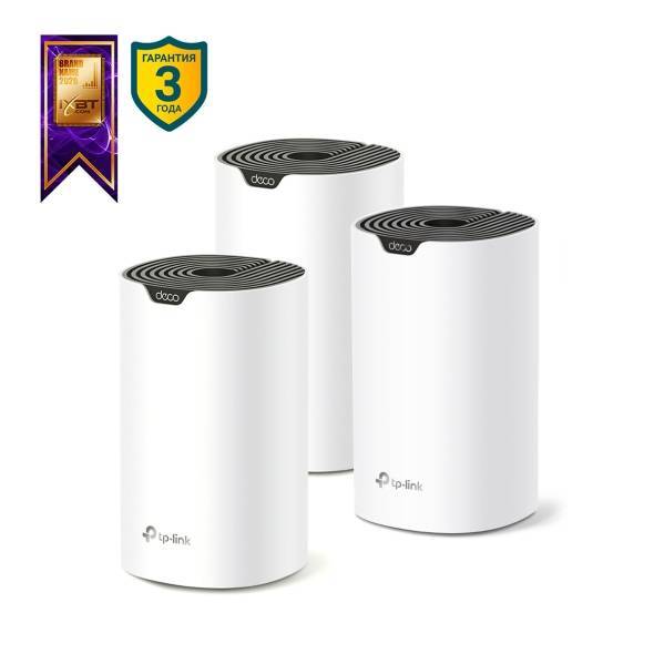 TP-Link Deco S7(3-pack) Домашняя Mesh Wi-Fi система AC1900, до 600 Мбит/с на 2,4 ГГц + до 1300 Мбит/с на 5 ГГц