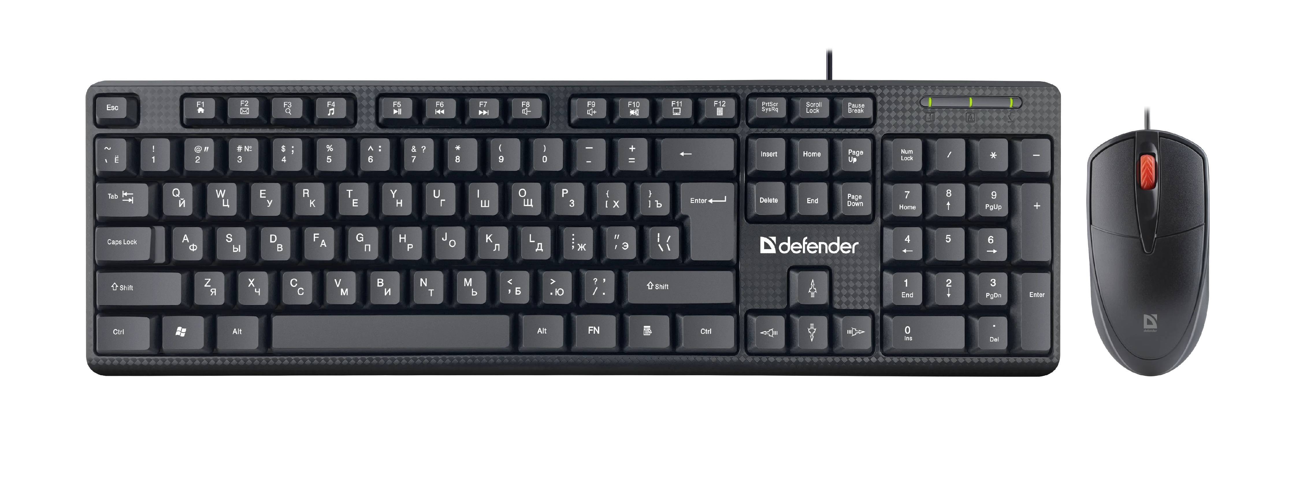 Defender Комплект проводной Line C-511 RU, черный, USB, 1,8 м.