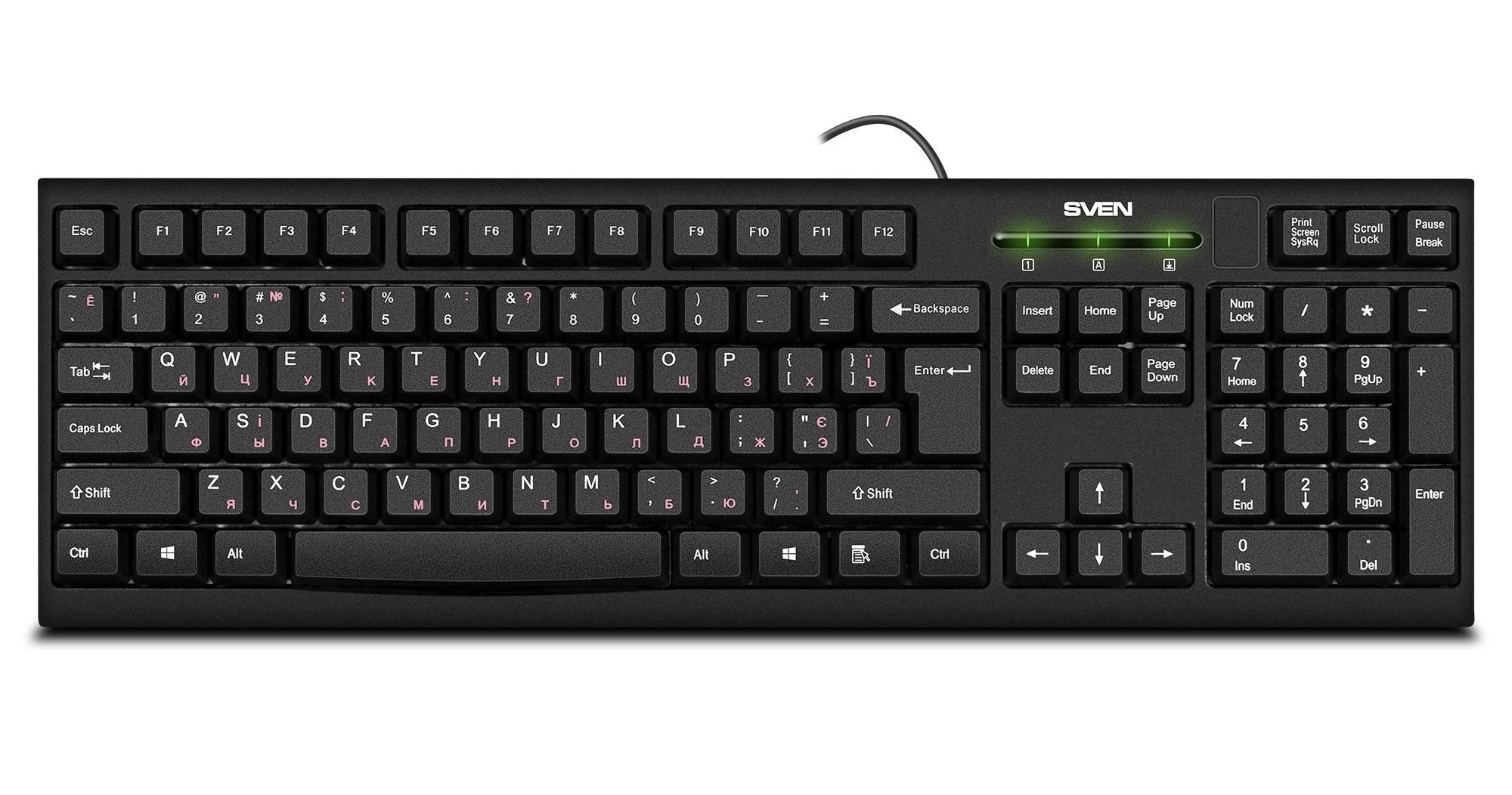 SVEN Клавиатура проводная KB-S300 чёрная (104 кл.)