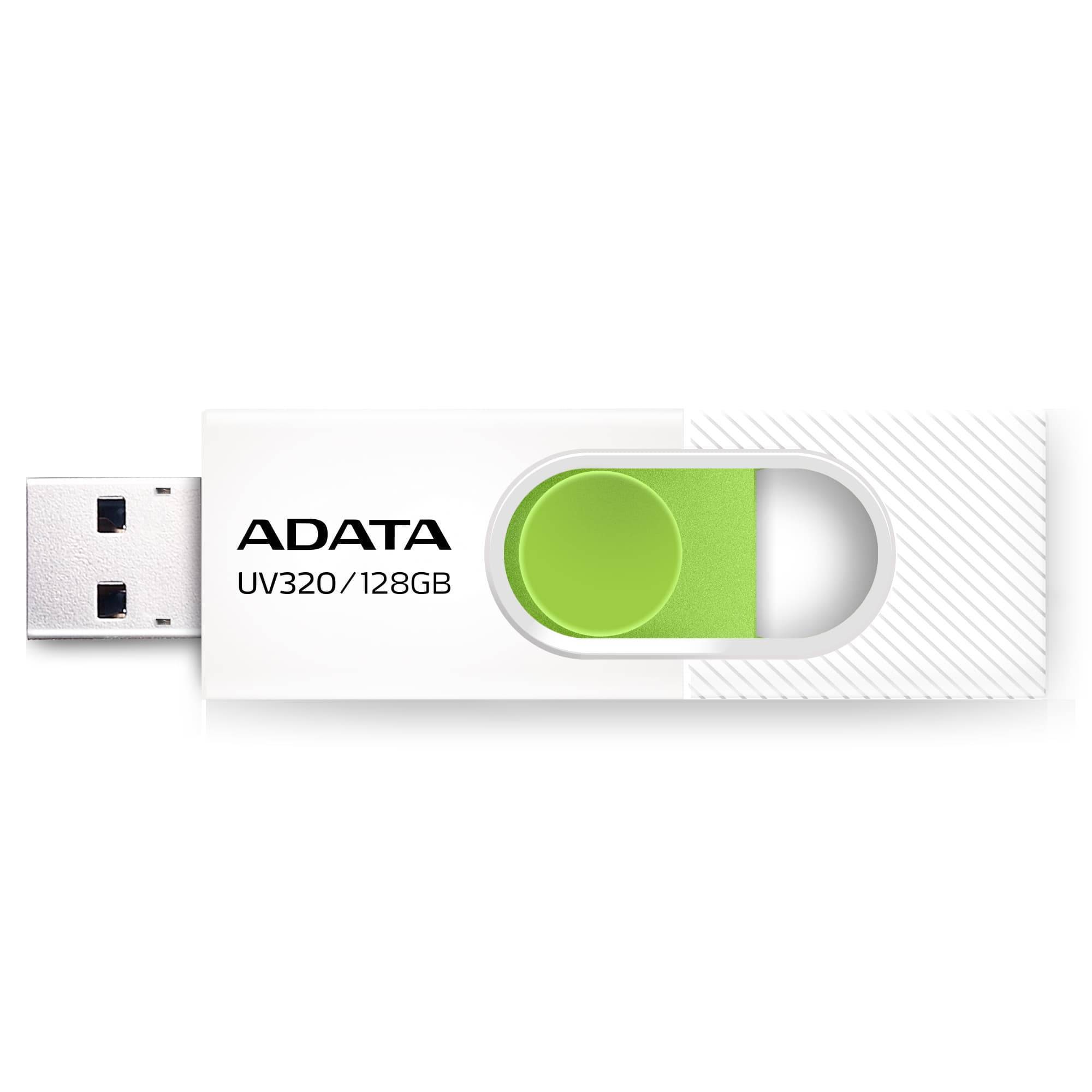 Флеш накопитель 128GB A-DATA UV320, USB 3.2, белый/зеленый