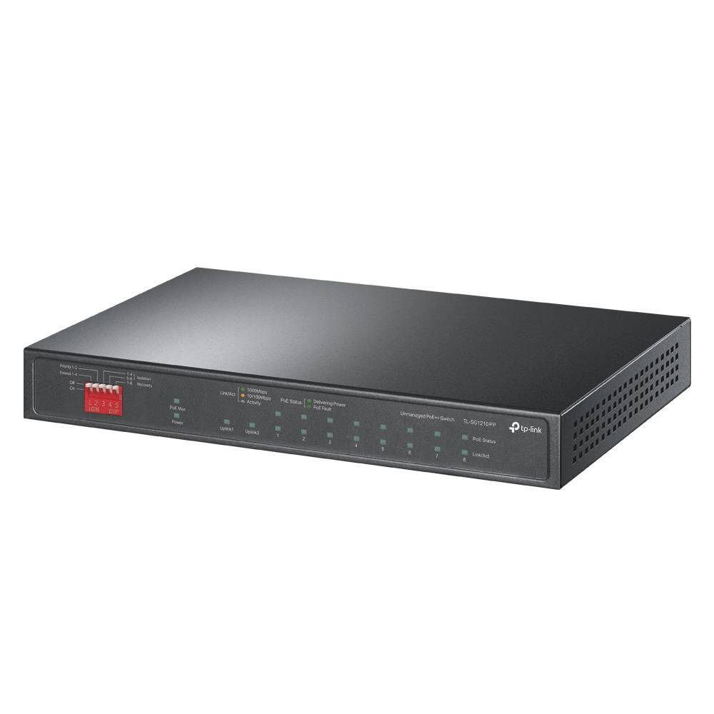 TP-Link TL-SG1210PP Настольный коммутатор с 9 гигабитными портами (6 портов PoE+, 2 порта PoE++)