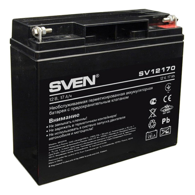 Аккумуляторная батарея SVEN SV12170 напряжение 12В, емкость 17Ач, клемма T1 (SV-0222017)